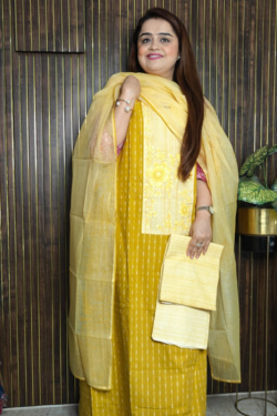South Cotton Suit Set with  Highlighted Neckline