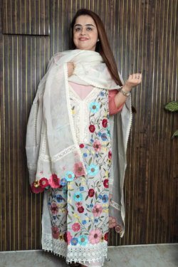 Exclusive Organza Suits With Floral Embroidery