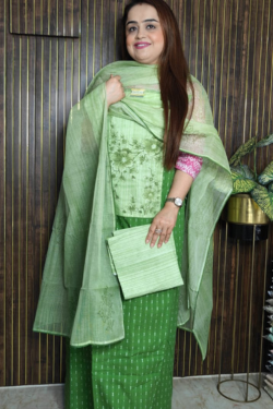 South Cotton Suit Set with  Highlighted Neckline