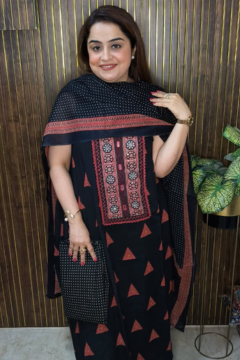 Classic Black Ethnic Printed Suit Set