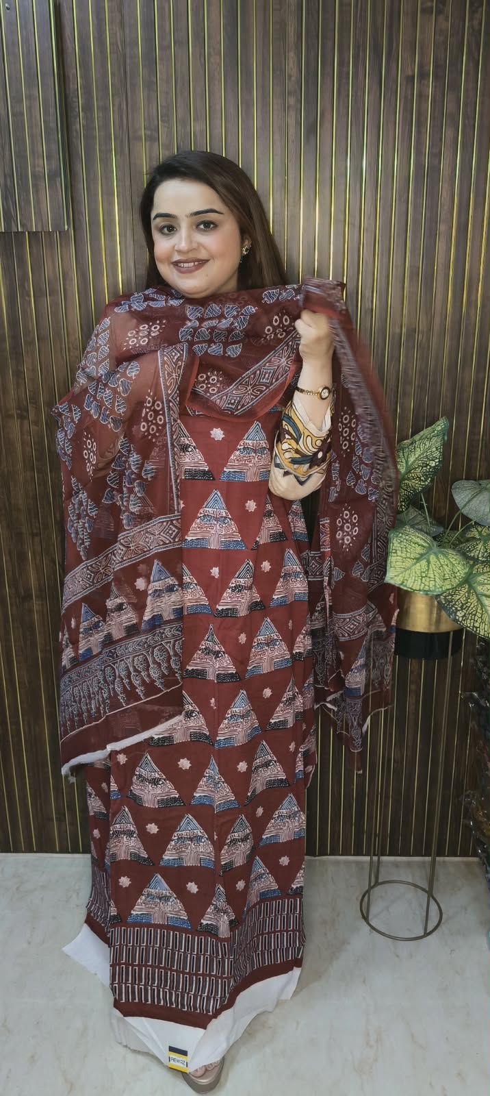 Rustic Pyramid Print Cotton Suit Set