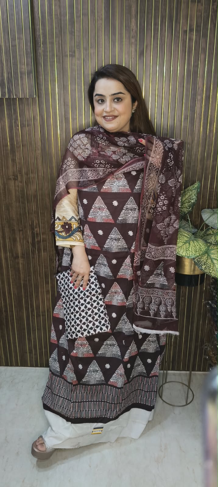 Rustic Pyramid Print Cotton Suit Set