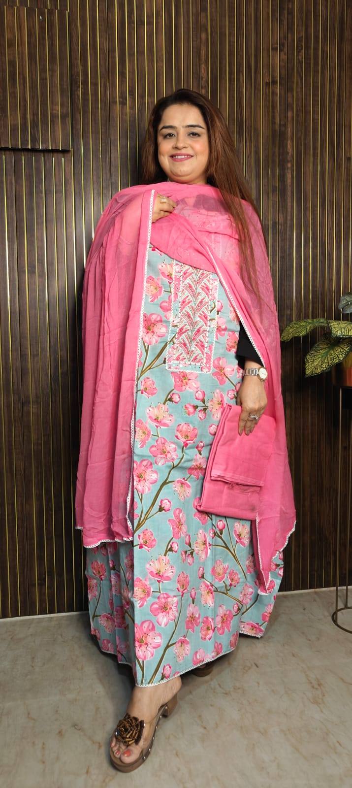 SOFT COTTON FLORAL PRINT SUIT
