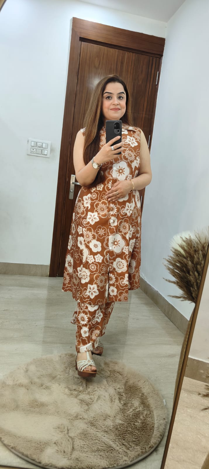 FLORAL PRINT VETICAN KURTI SET