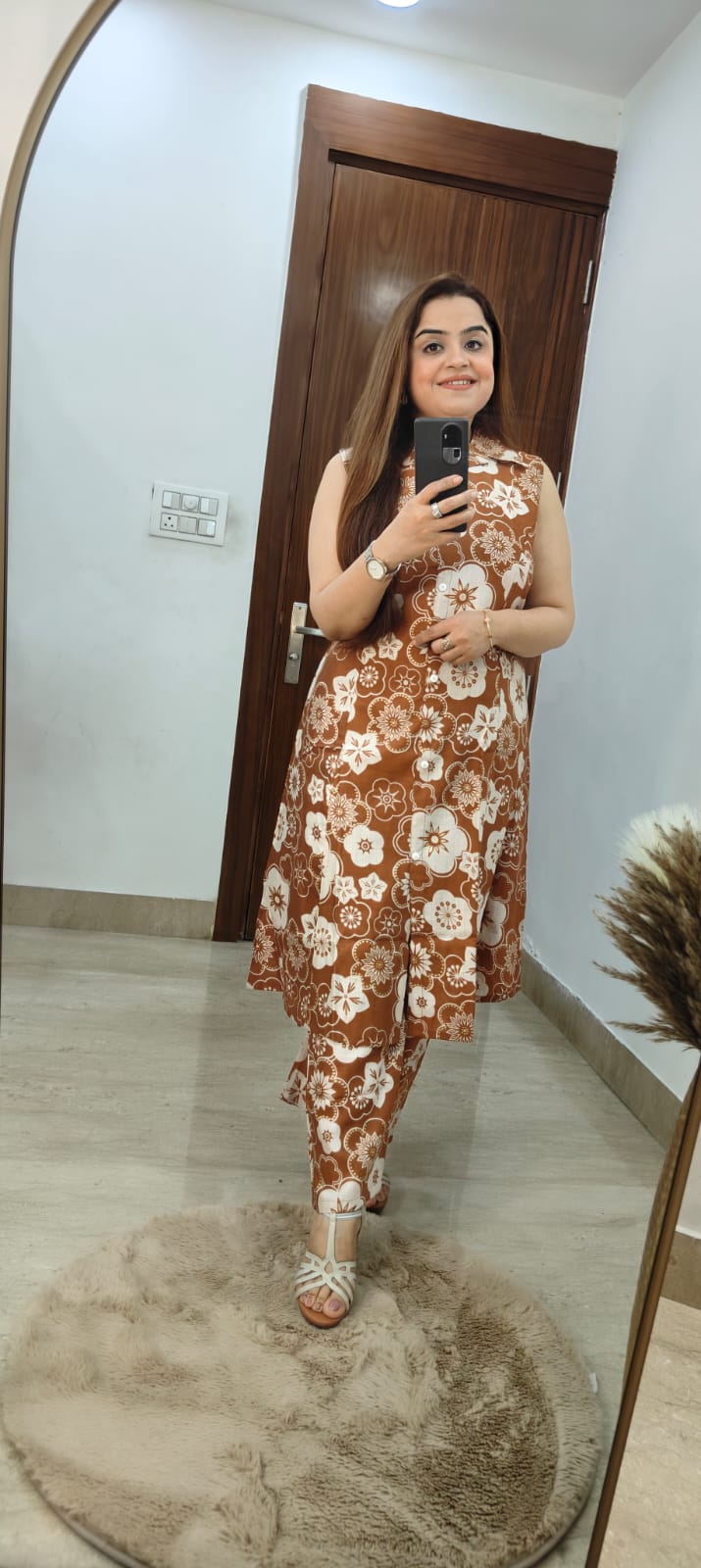 FLORAL PRINT VETICAN KURTI SET