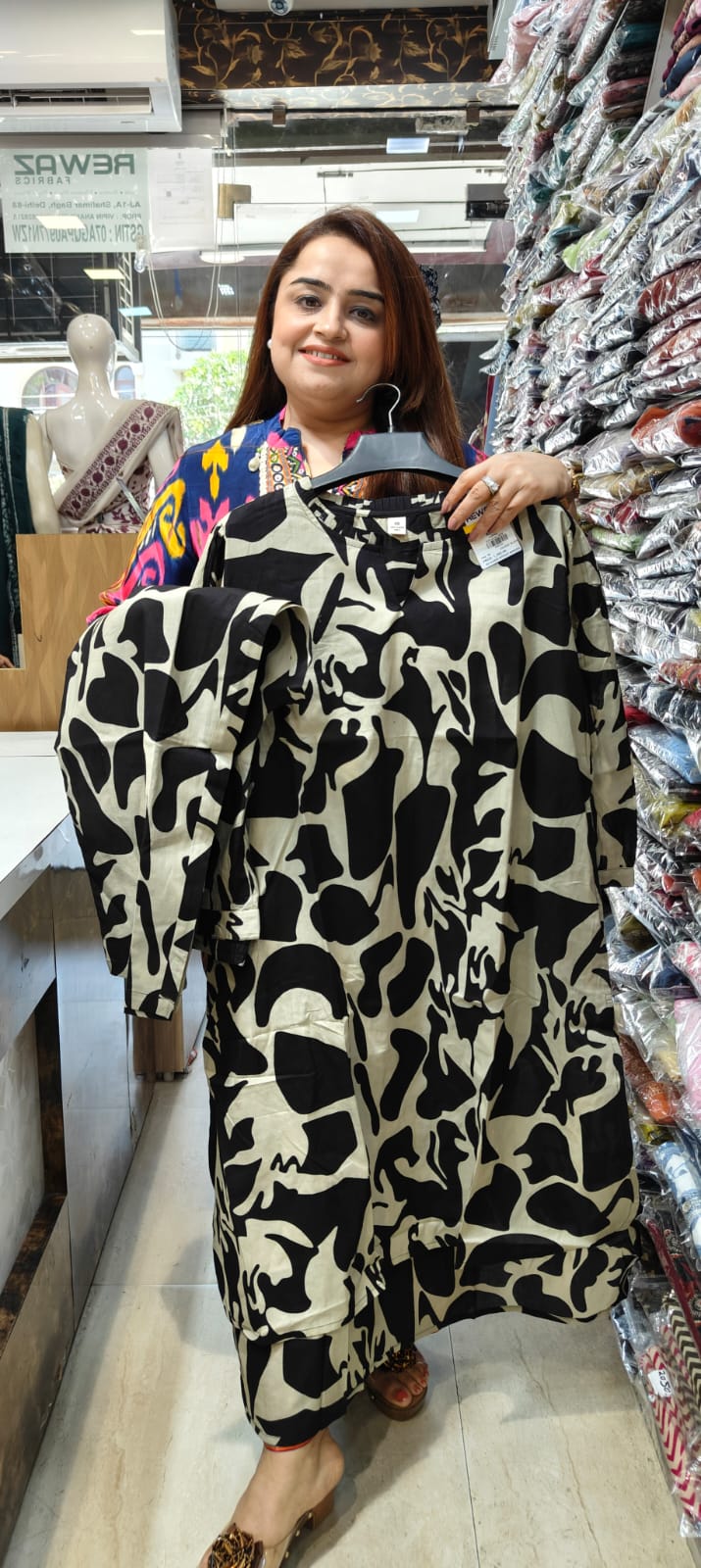 Abstract Print Cotton Kurti 2 Piece Set