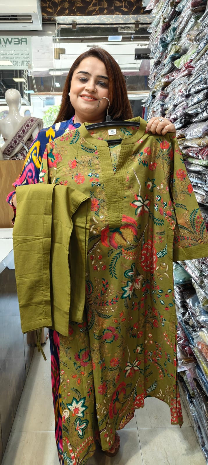 Floral Print Cotton Kurti Piece Set