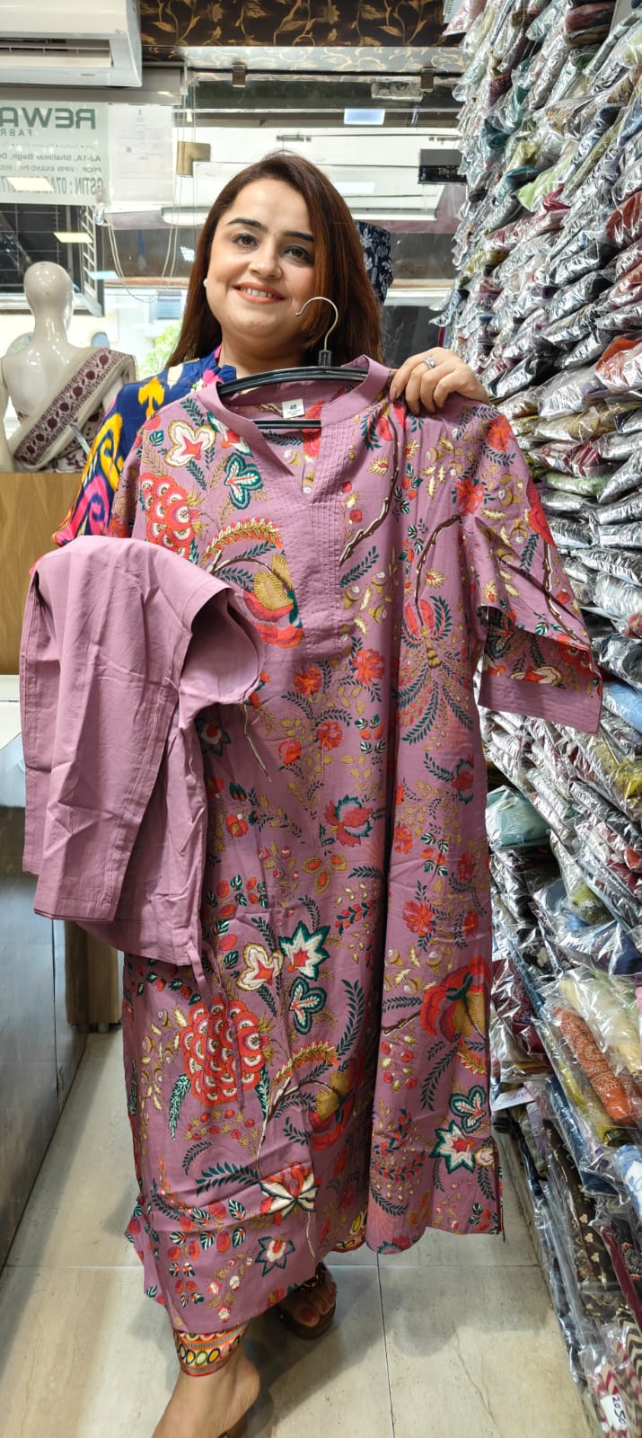 Floral Print Cotton 2 Piece Cotton Kurti Set
