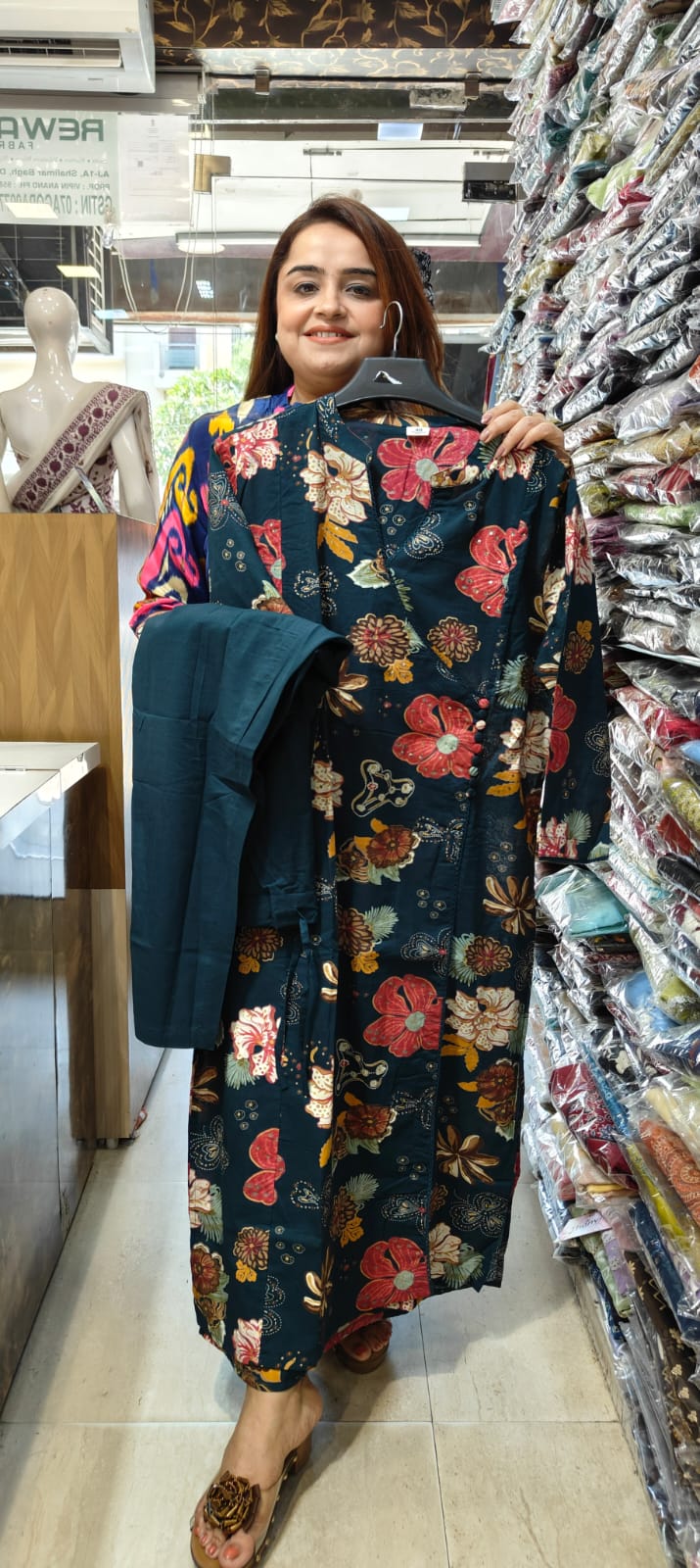 Cotton Floral Angrakha Kurti set
