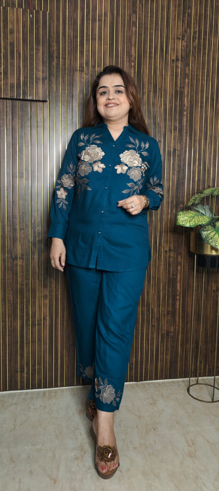 Trendy Rayon Embroidered Cord Set