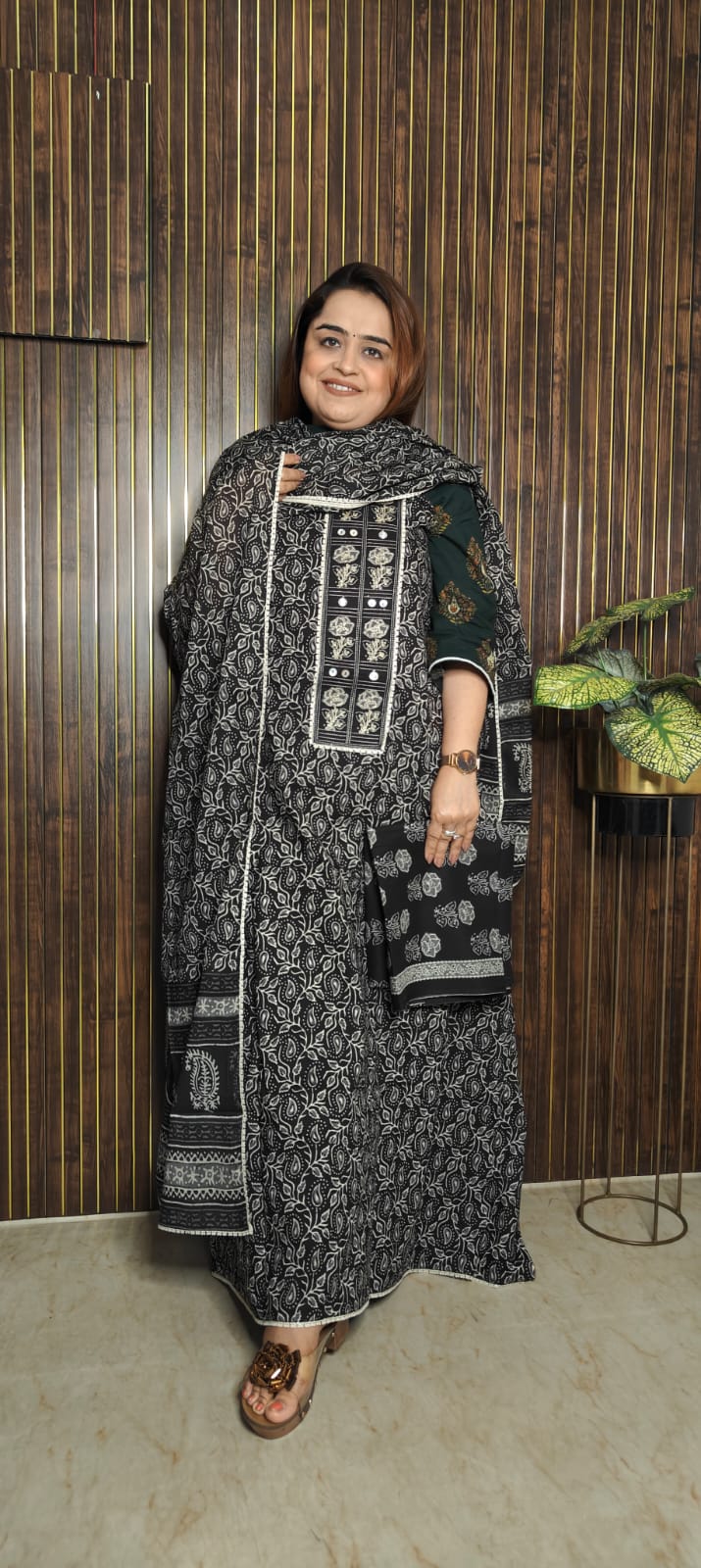 Floral Cotton Suits with Printed Dupatta and Bottom