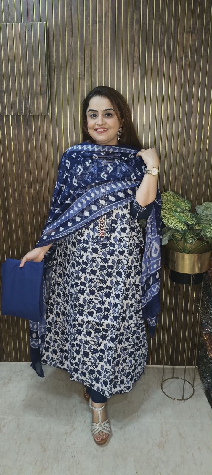 Beautiful Indigo Suits with Chiffon Duppatta