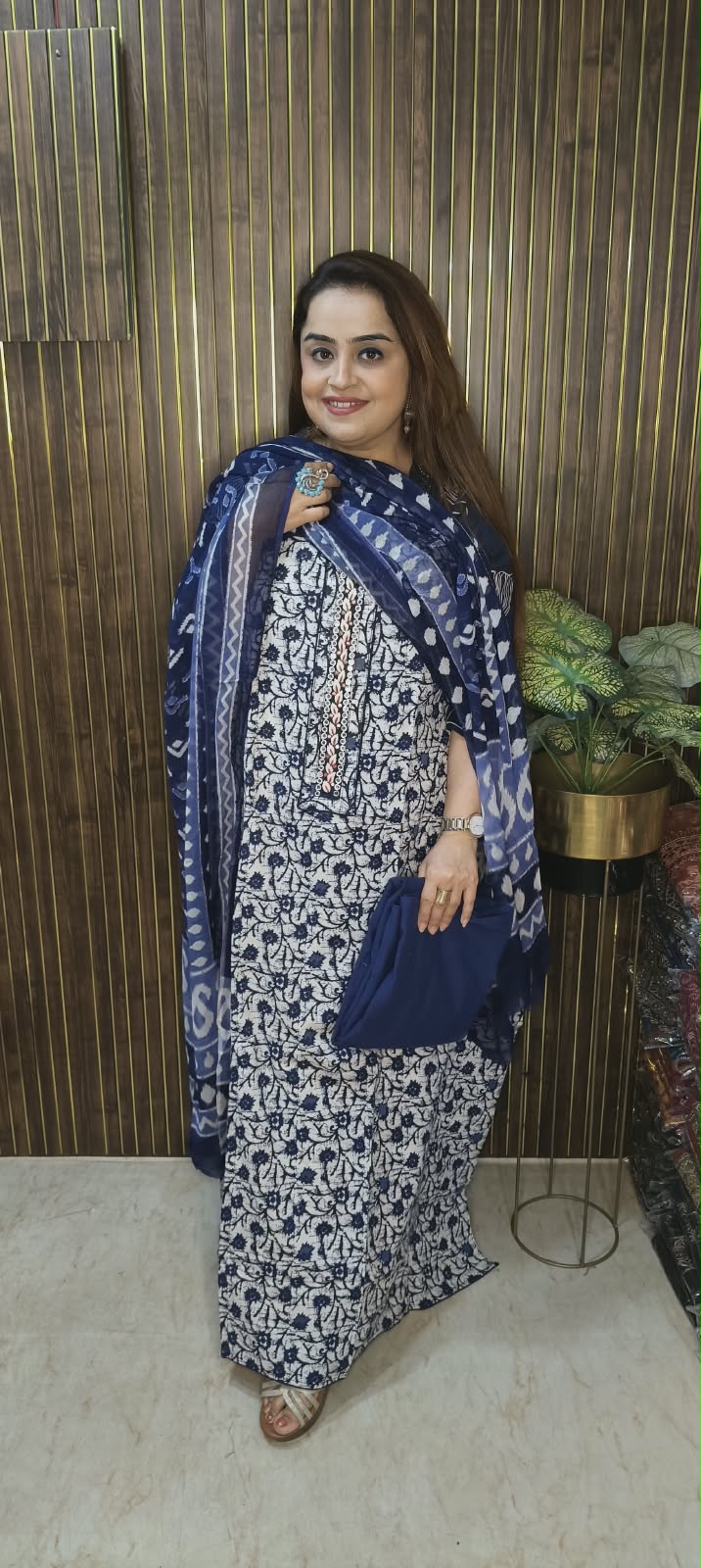 Beautiful Indigo Suits with Chiffon Duppatta