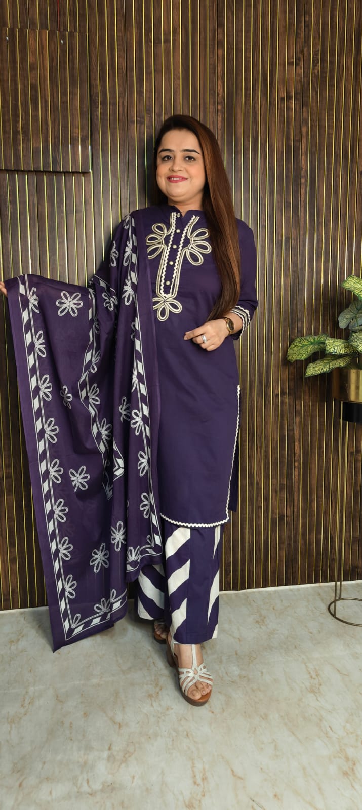 TRENDY PURPLE 3 PIECE KURTI SET