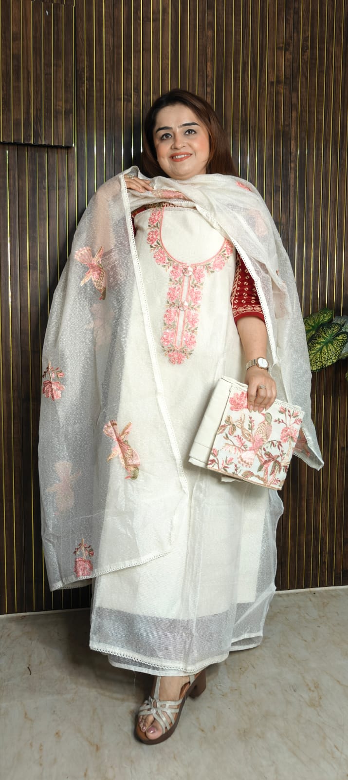 White Kota Embroidered Suit Set
