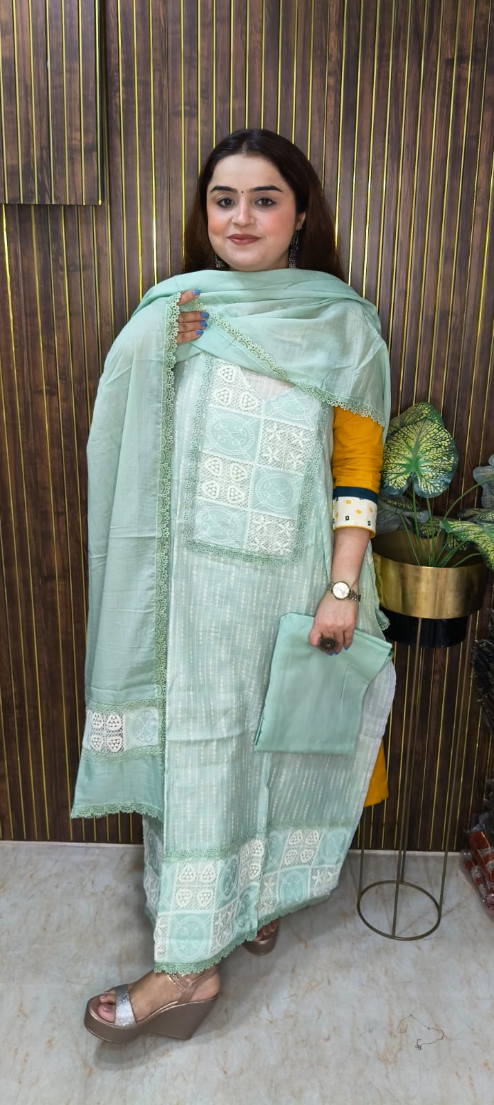 Title: Graceful Linen Elegance: Pakistani-Inspired Suits