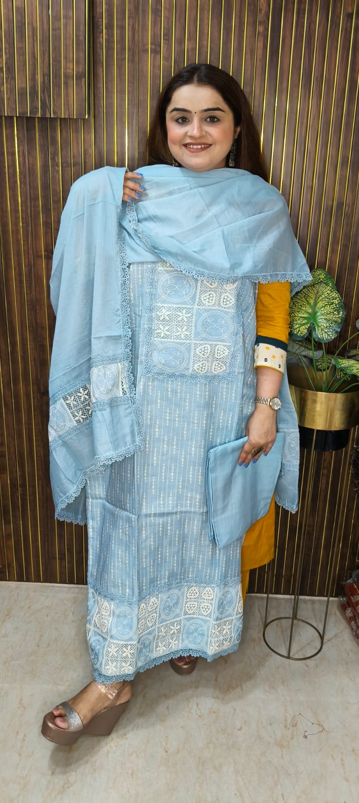 Title: Graceful Linen Elegance: Pakistani-Inspired Suits