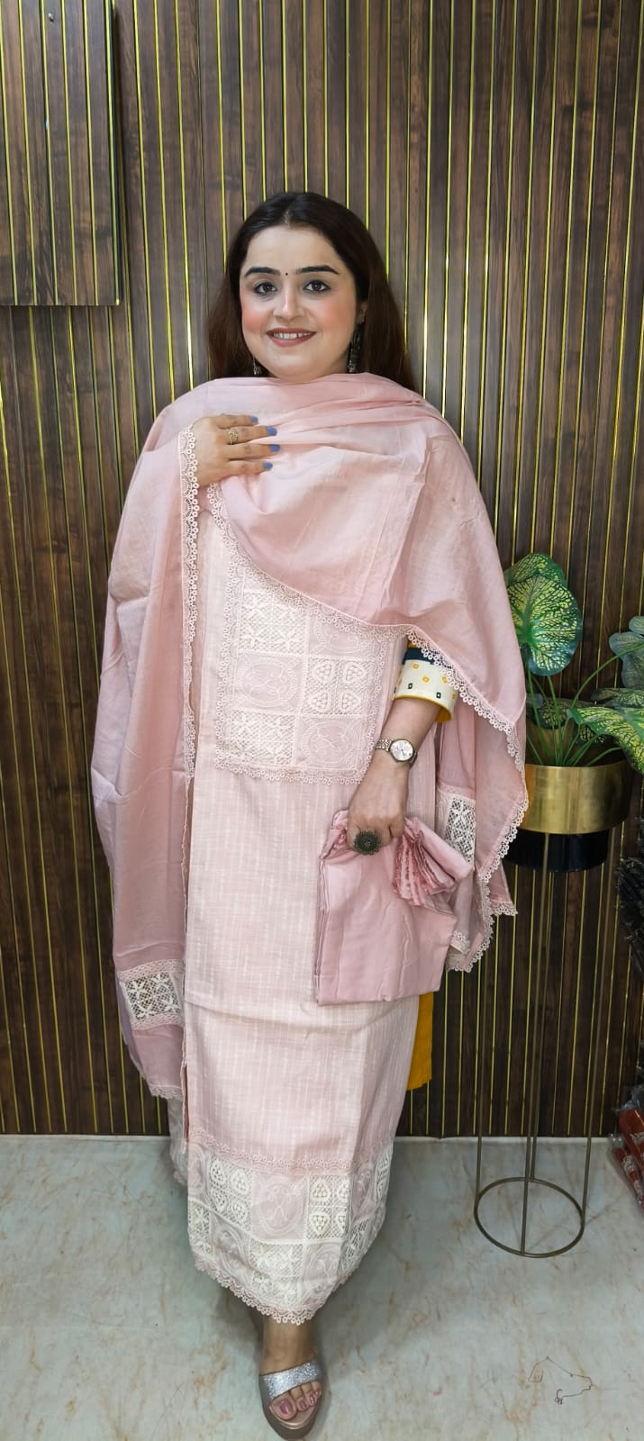 Title: Graceful Linen Elegance: Pakistani-Inspired Suits