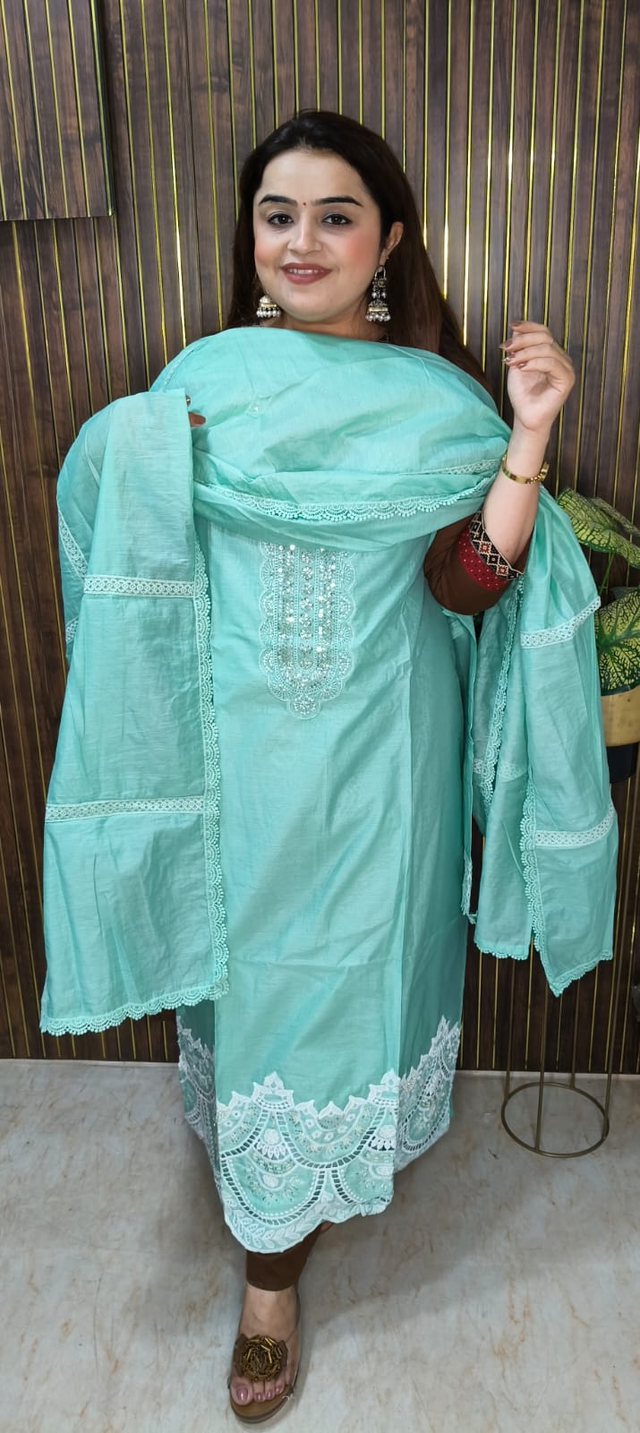 "Pastel Elegance Embroidered Suit Collection."
