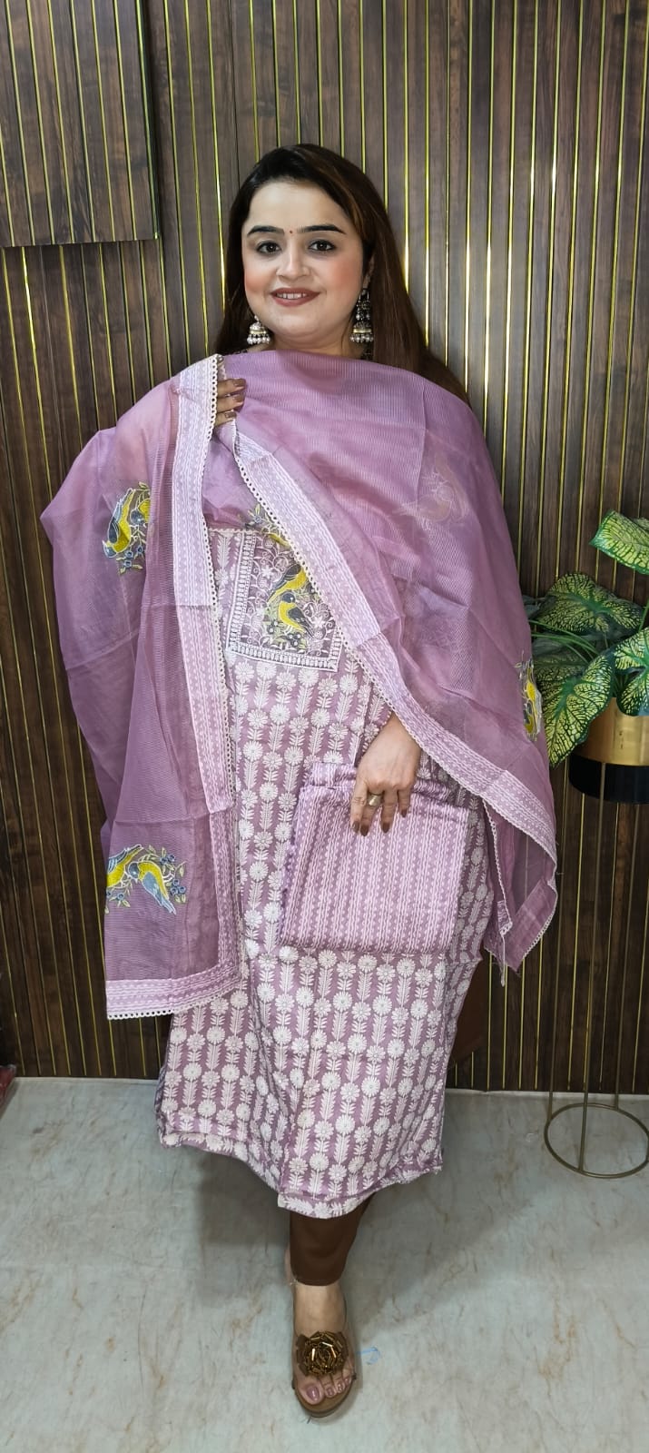 "Designer Bird embroidery Cotton print Collection."