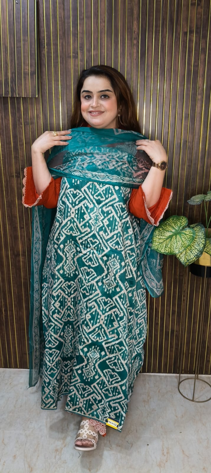 "Glazed Cotton Printed Suit in Three Shades"