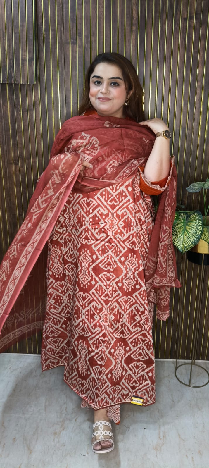 "Glazed Cotton Printed Suit in Three Shades"