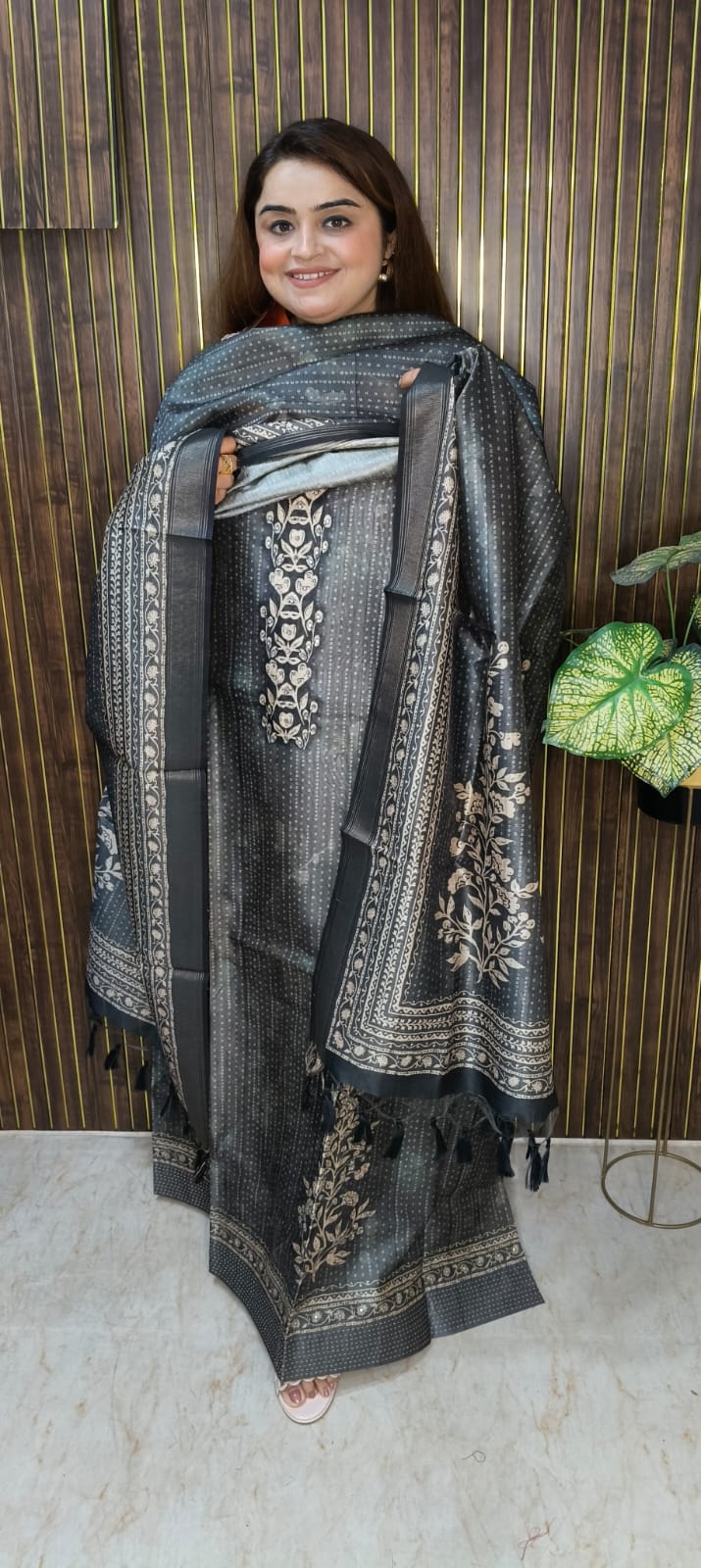 Designer Silk Suit with Digital Print Dupatta