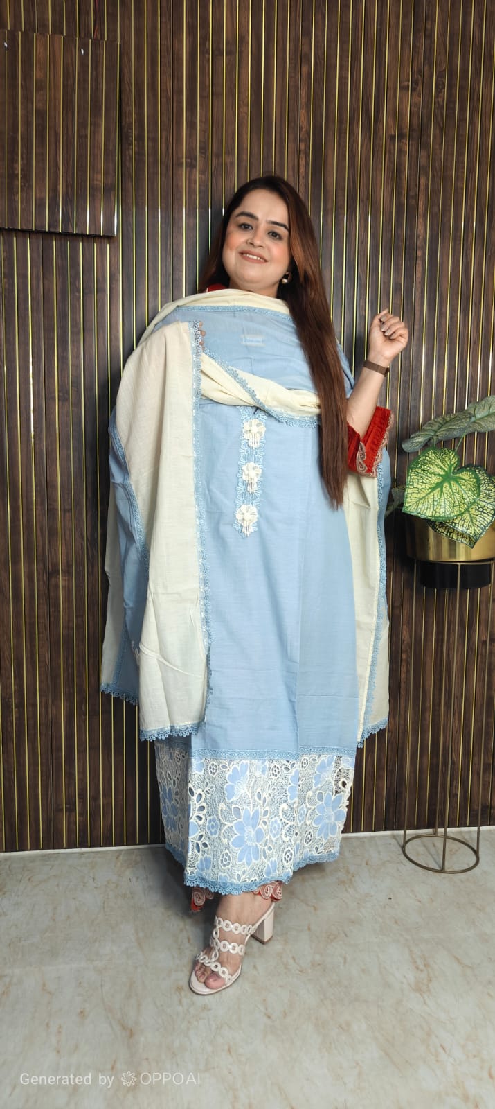 Pastel Elegance Muslin Suit with Designer Ghera & Dupatta