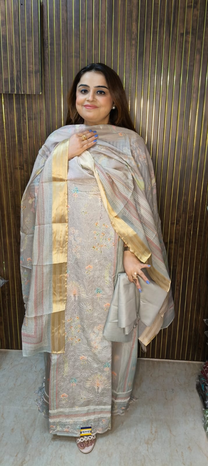 Cotton Suit Having Chikan Work On Shirt With Cotton Duppata