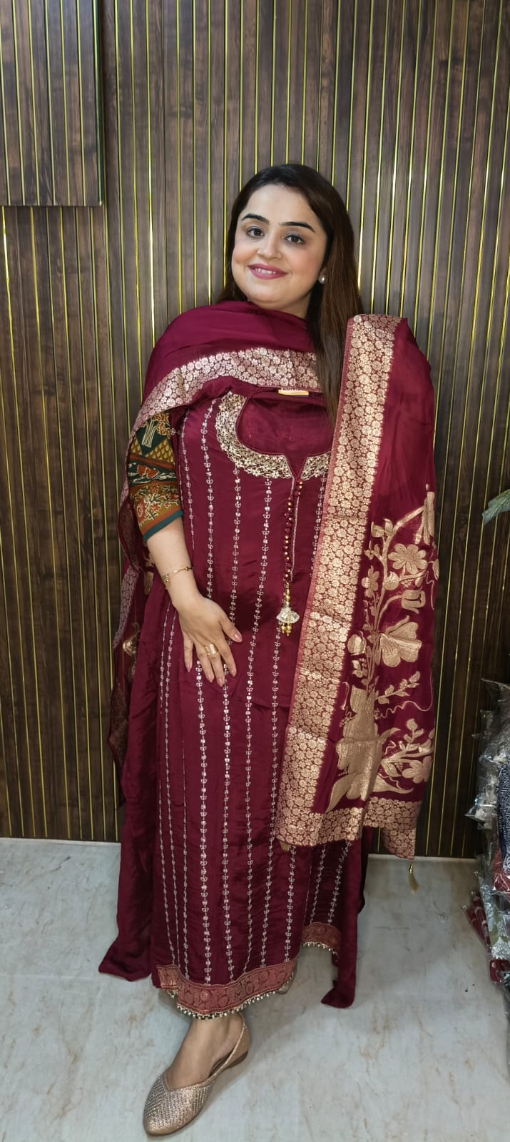 Premium Chinon Suit with Rich Banarasi Dupatta – Available in Two Elegant Colours ✨