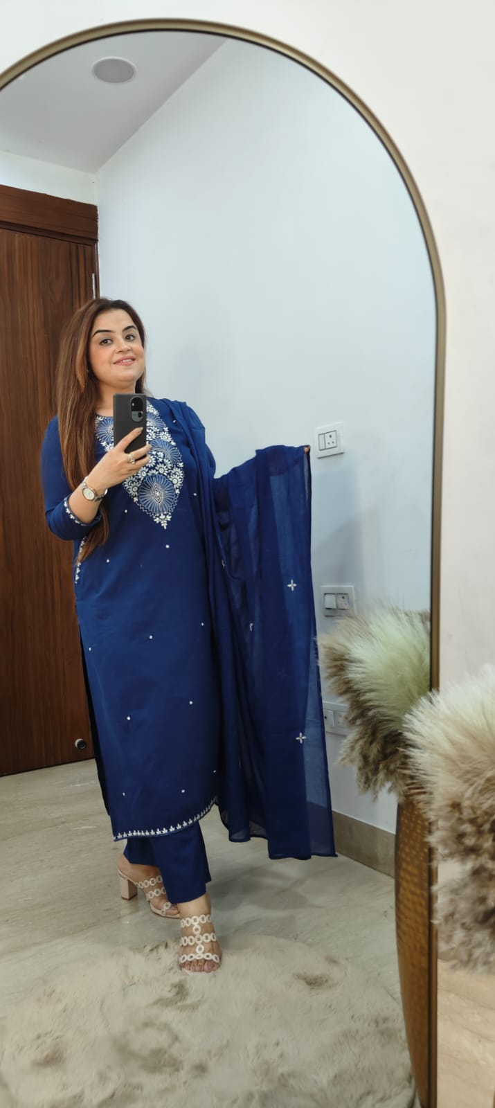 Embroidered Cotton Kurti Set | Black & Blue | Everyday to Occasion Wear