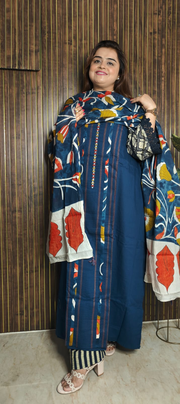 Pure Cotton Suit Set with Floral Print Dupatta