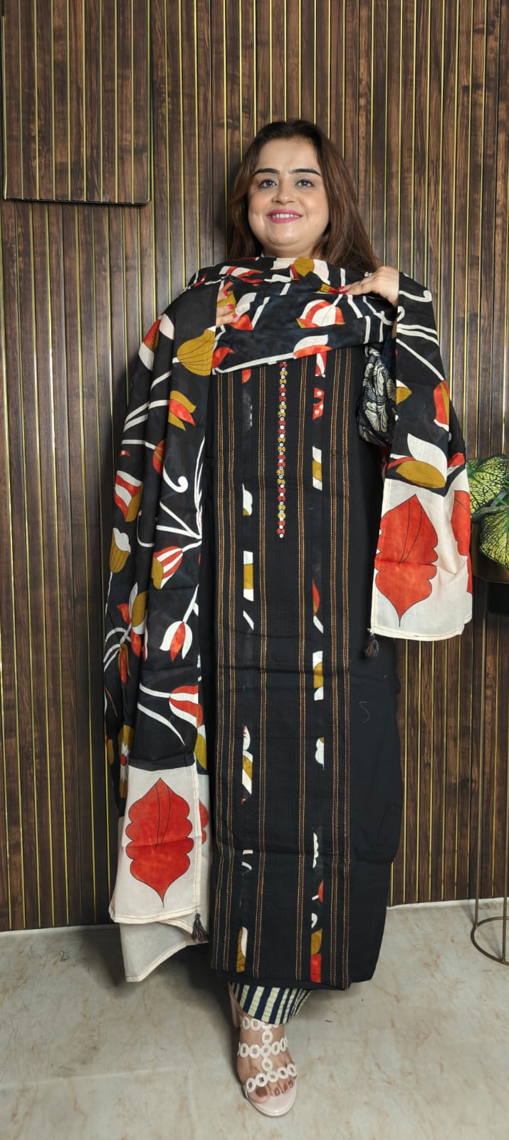 Pure Cotton Suit Set with Floral Print Dupatta
