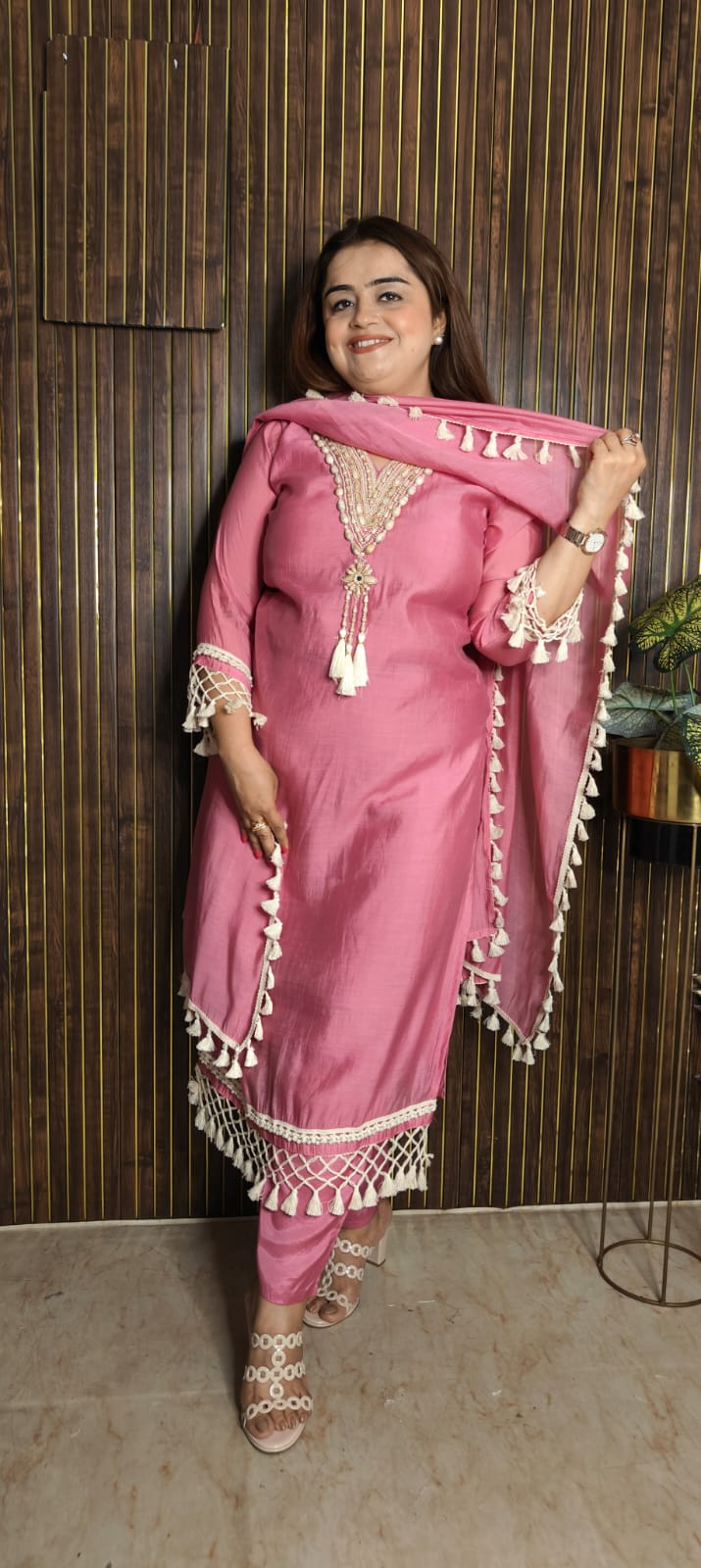 Pretty in Pink – Premium Muslin Kurti Set with Shell Detailing 💕