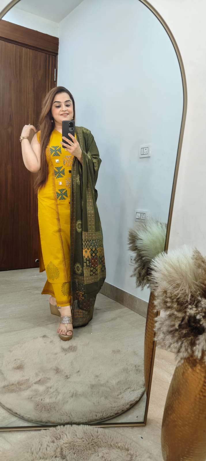 Traditional Yellow Mirror Work Kurti Set | Premium Ethnic Wear