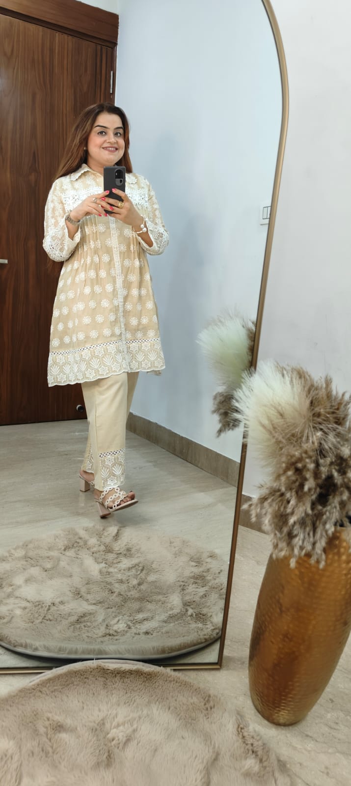 Elegant Beige Chikankari Co-ord Set 🤍