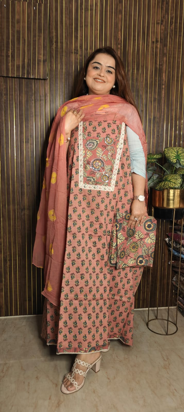 Premium Cotton Suit Set | Chiffon Bandhani Dupatta & Printed Bottom