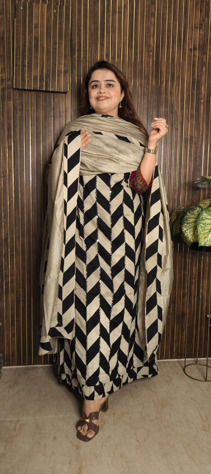 Timeless Black & Beige Designer Cotton Suit