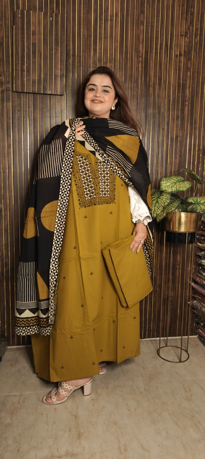 Mustard Bloom – Super Soft Cotton Suit with Thread Work