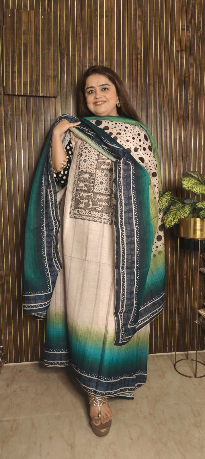 Royal Beige Linen Silk Suit – Festive Elegance Redefined