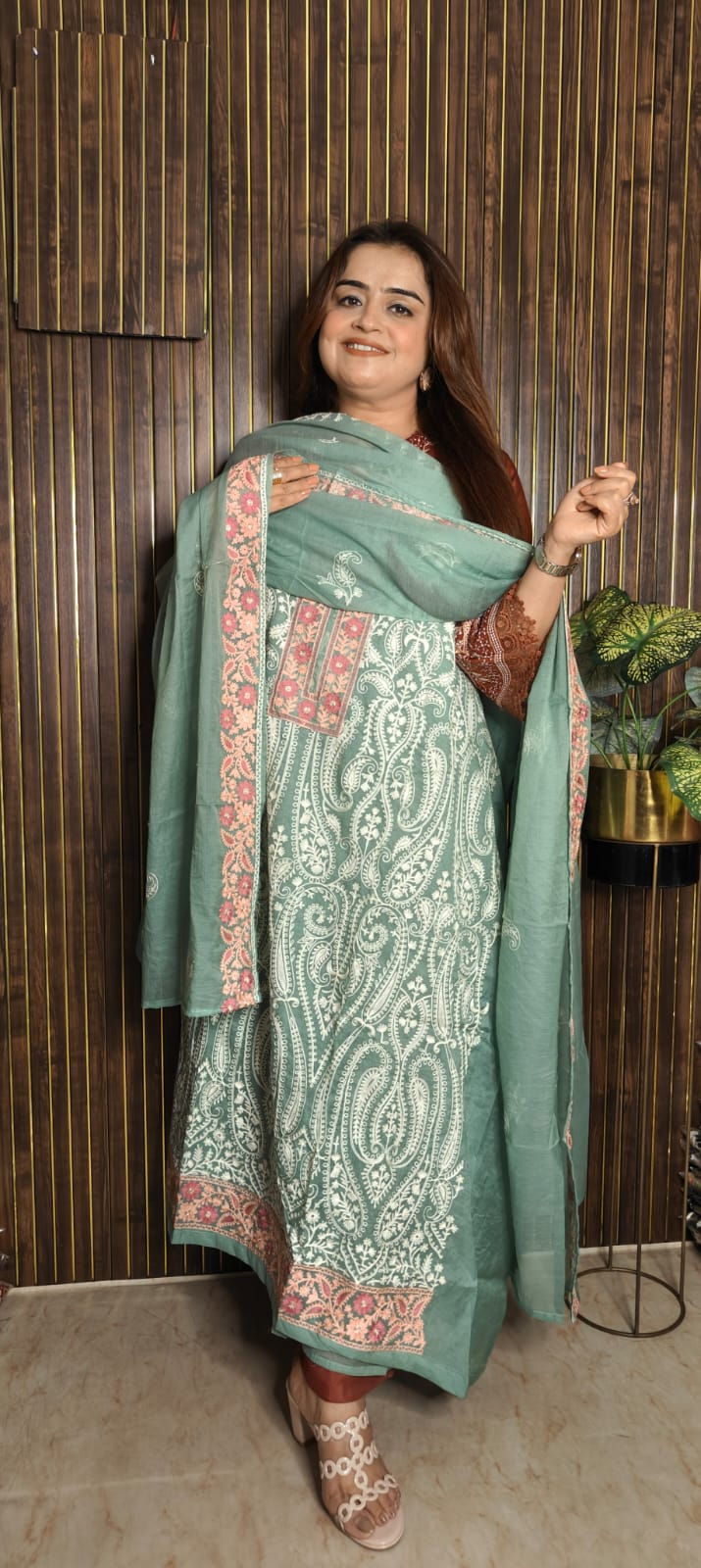 Premium Mal Chanderi Suit – Exclusive Thread Work in Elegant Subtle Shades