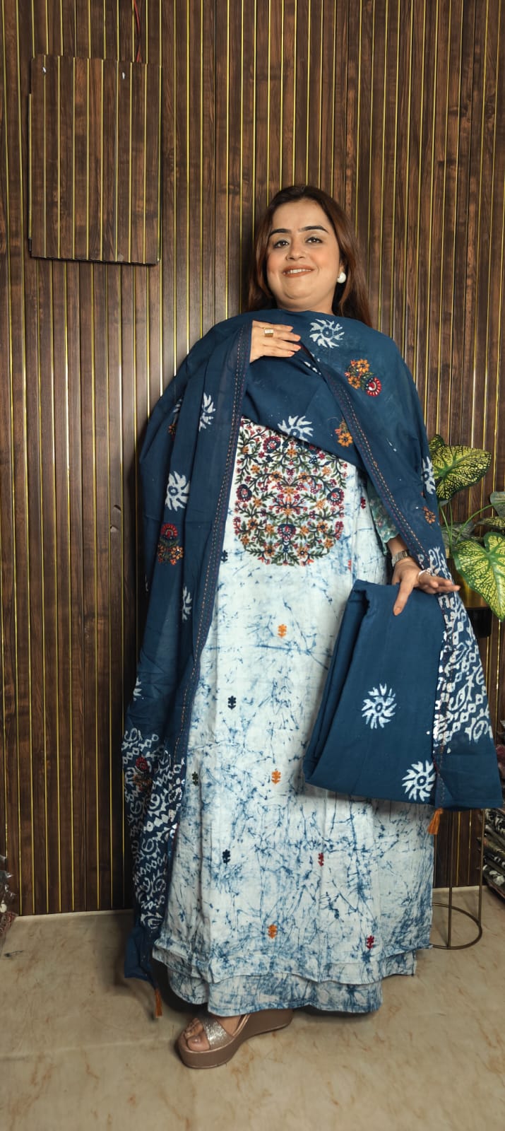 Super Soft Cotton Tie-Dye Suit Set with Batik Dupatta