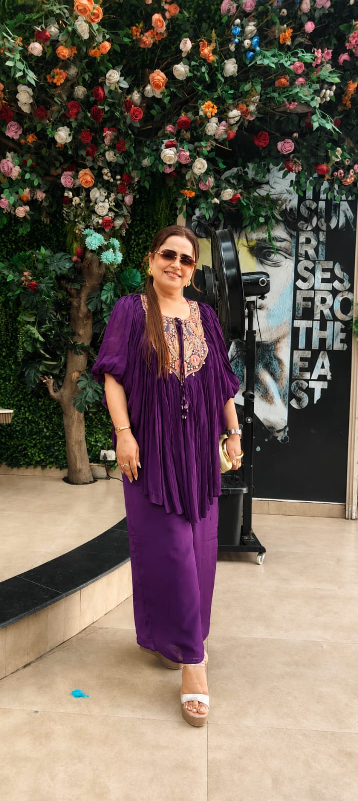 Royal Purple Pleated Co-ord Set