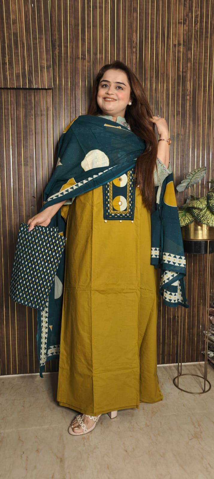 Mustard Muse — Printed Cotton Suit Set