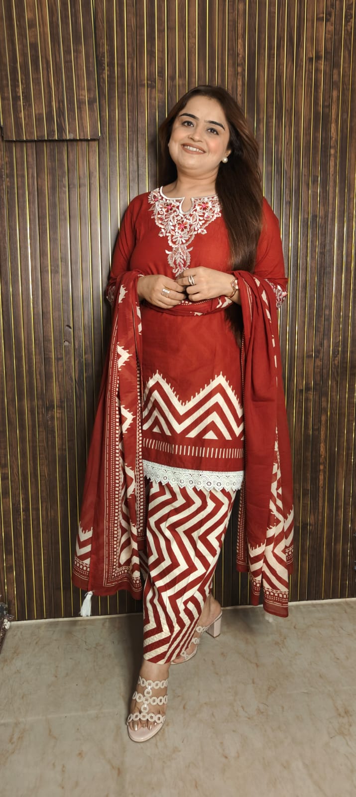 Rusty Zigzag — Cotton Farshi Salwar Suit