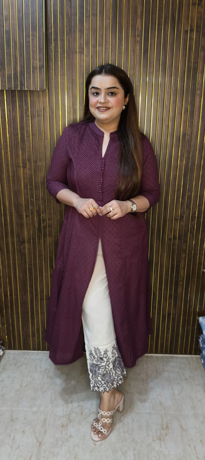 Wine Grace — Cotton Kurti SetElegant
