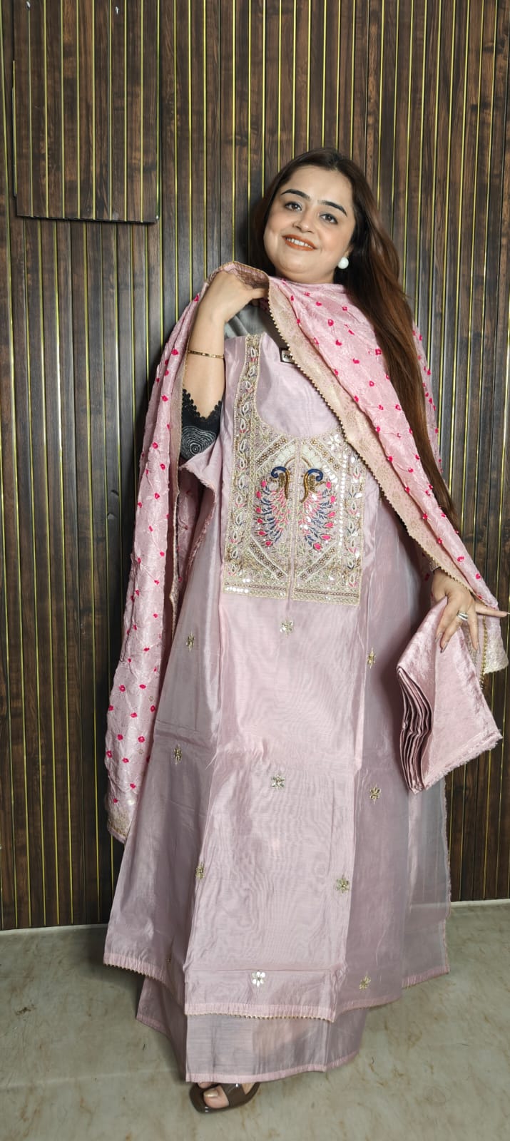 Peacock Chanderi Elegance | Traditional Bandhani Festive Suit