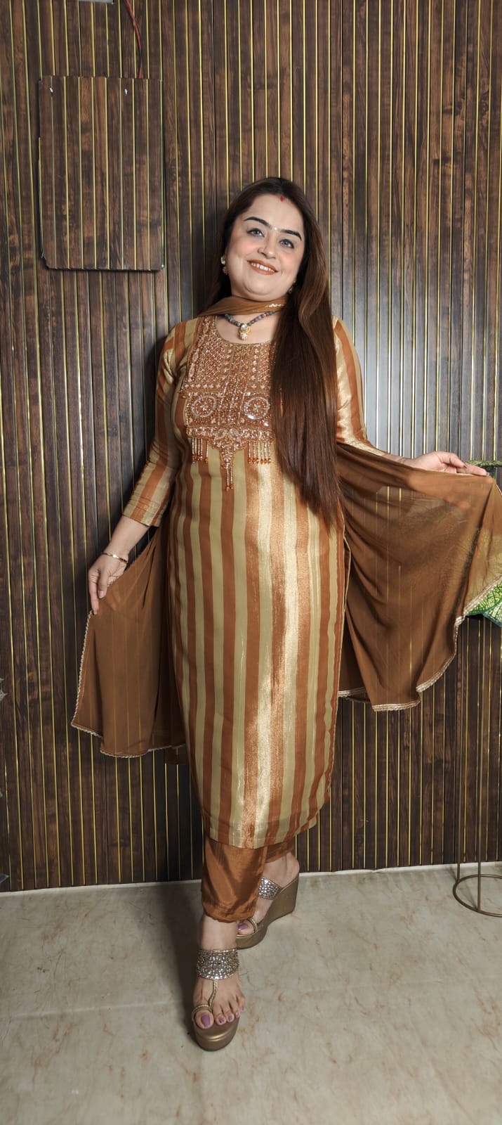 Golden Glow – Shimmer Festive Suit Set ✨
