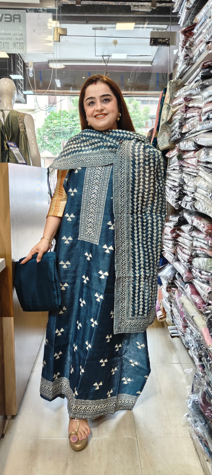 Chanderi Kantha Elegance – Wine & Blue Collection ✨